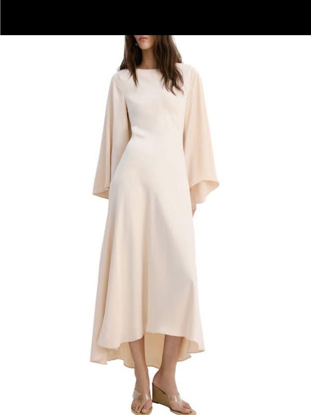Mango Blush Pink Bell-Sleeve Maxi Dress